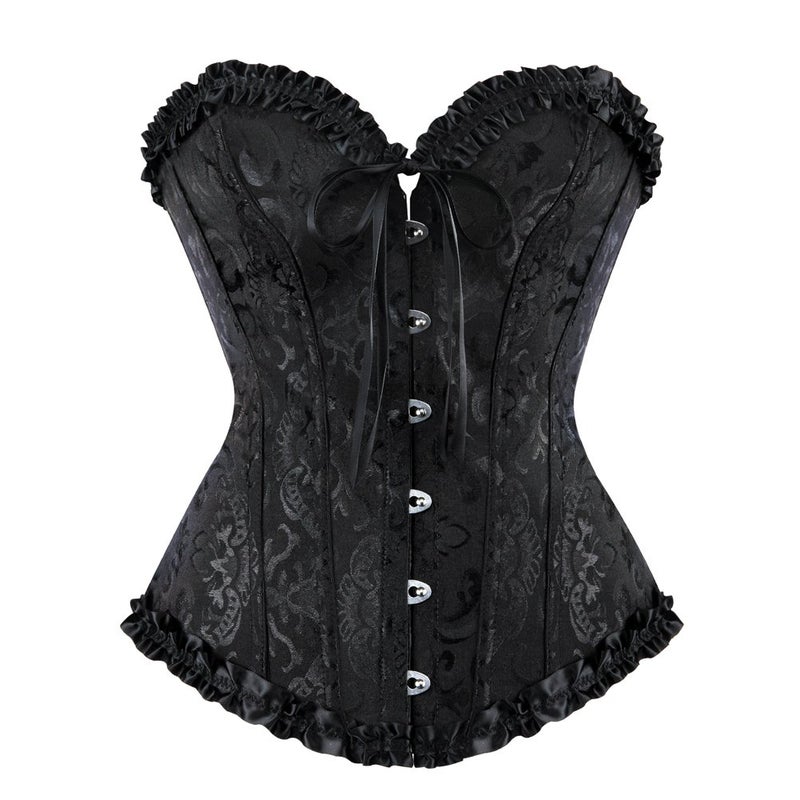 Zhitunemi Renaissance Corset Tops for Women: Black Corsets Plus Size Halloween Costumes - Ren Faire for Renaissance Festival Black Medium - Image 1